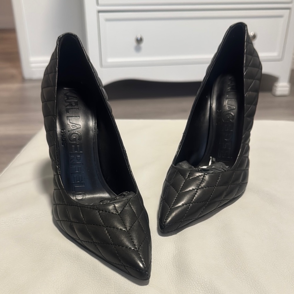 Karl Lagerfeld Elegant Black Quilted Women's Heels-NEW!